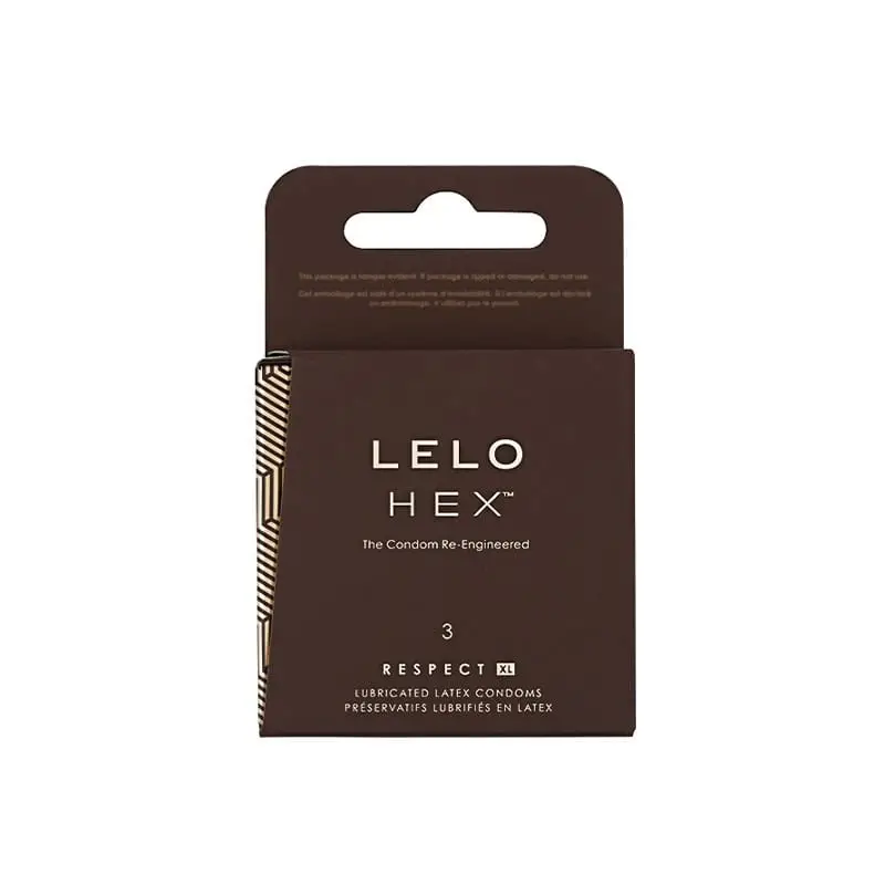 LELO HEX Respect XL Lubricated Latex Condoms 3-Pack – Larger Fit with HEX™ Technology for Enhanced Comfort