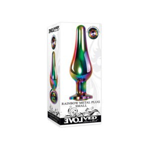 Evolved Rainbow Metal Anal Plug with Rainbow Gemstone Base - Small, Easy Entry, Waterproof