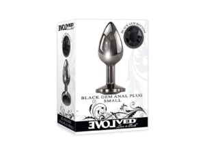 Evolved Black Gem Small Anal Plug – Sleek Gun Metal Finish with Black Jewel for Beginners