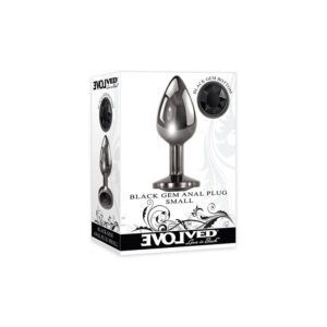 Evolved Black Gem Small Anal Plug – Sleek Gun Metal Finish with Black Jewel for Beginners