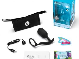 COTR Inc. b-Vibe Vibrating Snug & Tug Rechargeable Weighted Silicone Anal Plug with Cockring XL Black