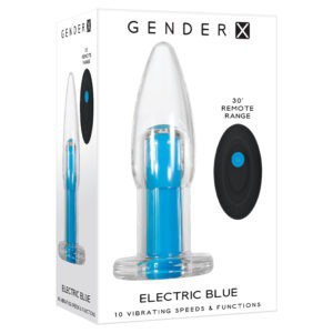 Evolved Gender X Electric Blue Rechargeable Remote-Controlled Vibrating Anal Plug