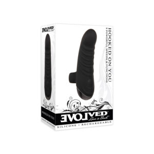 Evolved Hooked On You Rechargeable Silicone Finger Vibrator - Black (Part Number: EN-RS-8720-2)