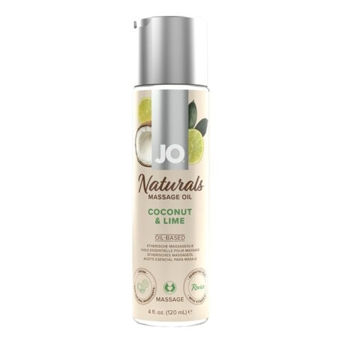 System Jo JO Naturals Massage Oil Coconut & Lime – 4 oz. for Nourishing Skin & Sensual Experience