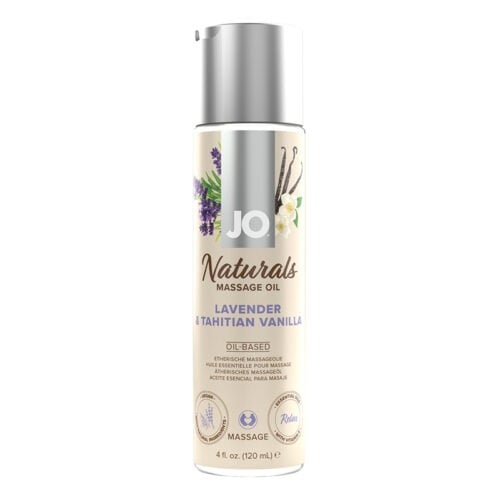 System Jo JO Naturals Massage Oil Lavender & Tahitian Vanilla, 4 oz. - Moisturizing & Aromatic Skin Care