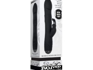 Evolved Bodacious Bunny Rechargeable Silicone Rabbit Vibrator Black – Multi-Function Clitoral and Internal