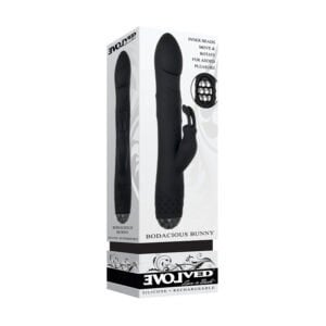 Evolved Bodacious Bunny Rechargeable Silicone Rabbit Vibrator Black – Multi-Function Clitoral and Internal