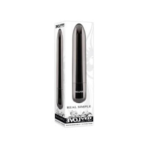 Evolved Real Simple Rechargeable Bullet Vibrator Black Chrome - 10-Speed Waterproof Compact Personal Massager