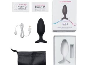 Lovense Hush 2 Bluetooth Remote-Controlled Vibrating Butt Plug – Medium Size, 1.75 Inch Diameter