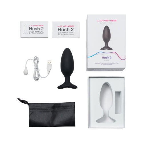 Lovense Hush 2 Bluetooth Remote-Controlled Vibrating Butt Plug – Medium Size, 1.75 Inch Diameter