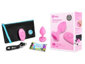 COTR Inc. b-Vibe Vibrating Heart Anal Plug with Heart-Shaped Jewel Base Small/Medium Pink - USB Rechargeable