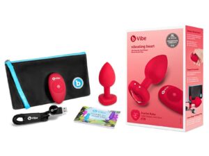 COTR Inc. b-Vibe Vibrating Heart Anal Plug with Jewel Base - Medium/Large Red