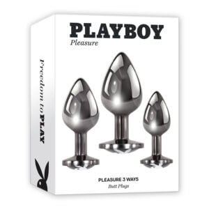 Evolved Playboy Pleasure 3 Ways 3-Piece Metal Anal Plug Set Hematite