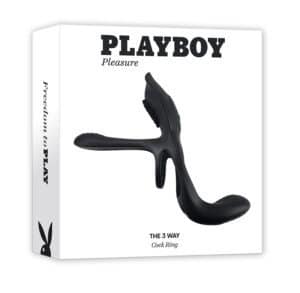 Evolved Playboy The 3 Way Rechargeable Silicone Cockring with Stimulator - Black