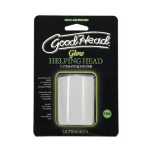 Doc Johnson GoodHead Glow Helping Head Frost Green Glow - 2" Mini Stroker for Handheld Fellatio Pleasure