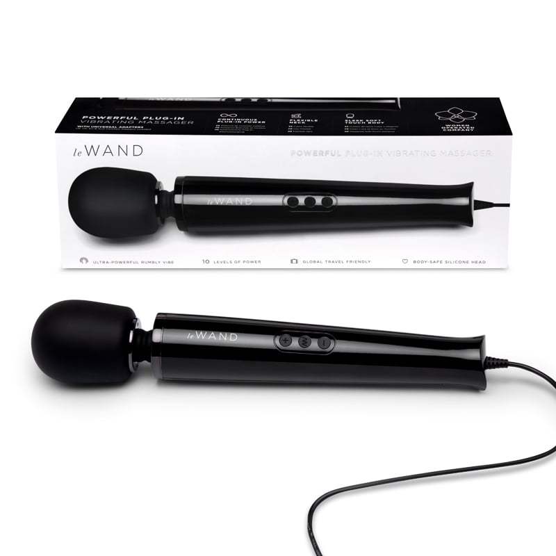 COTR Inc. Le Wand Plug-In Vibrating Massager Black – Classic Retro Style with Powerful Continuous Waves