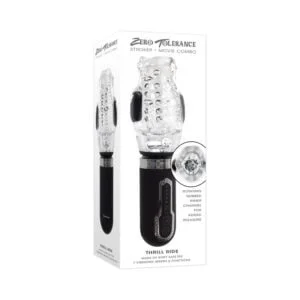 Evolved Zero Tolerance Thrill Ride Black/Clear - Multi-Function Vibrating and Thrusting Stroker