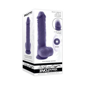 Evolved Pleasure Rider Rechargeable Dildo with Remote Silicone Purple – Life-Like Thrusting Vibrator with