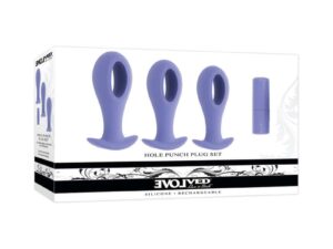 Evolved Hole Punch Plug Set Rechargeable Purple - Flexible Silicone Anal Plugs with Vibrating Bullet