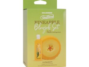 Doc Johnson GoodHead Pineapple Blowjob Set – ULTRASKYN Textured Stroker with Pineapple Flavor Lube