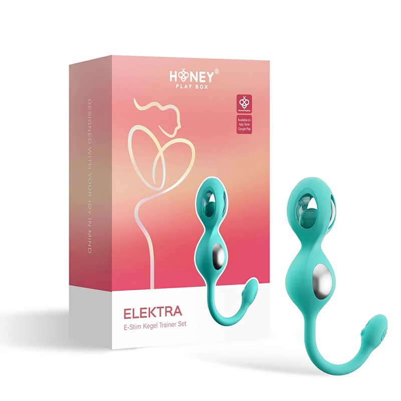 UC Global Trade INC. Honey Play Box Elektra App-Controlled E-Stim Kegel Training Set Cyan