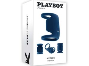 Evolved Playboy Jet Pack Navy Double-Ringed Penis Vibrator with 9 Speeds and Rhythms