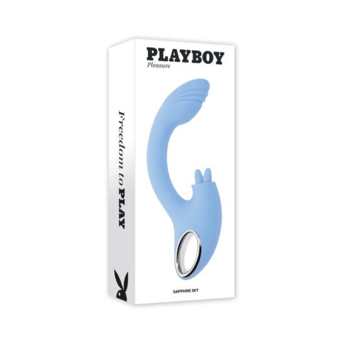 Evolved Playboy Sapphire Sky Dual Vibrator with Double-Tongued Clitoral Stimulation