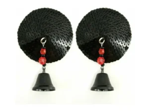 PHS International Bijoux de Nip Black Sequin Round Pasties with Bells