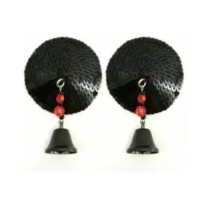 PHS International Bijoux de Nip Black Sequin Round Pasties with Bells