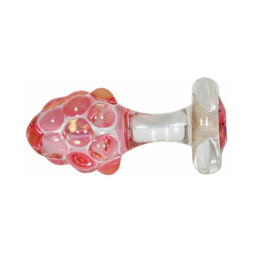 Crystal Delights Pineapple Delight Plug with Gem Pink - Handcrafted Glass Erotic Toy with Swarovski Crystal Accent