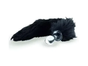 Crystal Delights LLC Minx Faux Fur Tail Plug Black - Handcrafted Adult Crystal Art Sculpture