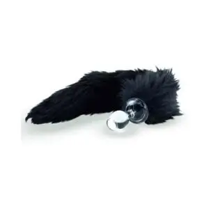 Crystal Delights LLC Minx Faux Fur Tail Plug Black - Handcrafted Adult Crystal Art Sculpture