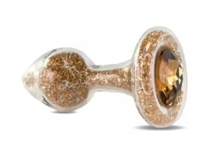 Crystal Delights LLC Sparkle Plug Gold - Handcrafted Borosilicate Glass Erotic Toy