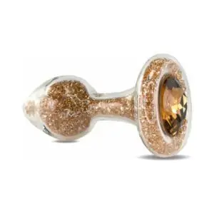 Crystal Delights LLC Sparkle Plug Gold - Handcrafted Borosilicate Glass Erotic Toy