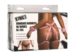 XR LLC Strict Bondage Harness with Bows in Pink for XL-2XL