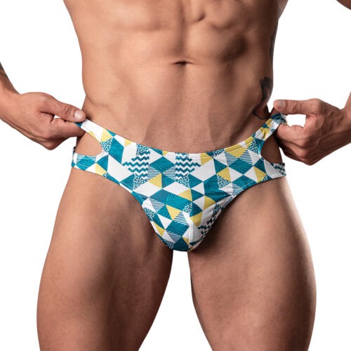 Male Power Cut It Out! Cutout Thong in Blue/White, Size Small/Medium - Part 237292BUSM