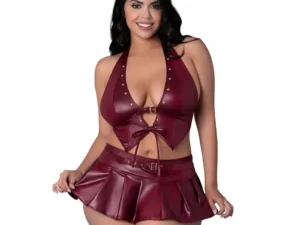 Male Power Lust Fetish Seraphina Burgundy Queen Size Lingerie Set