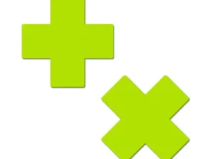 Pastease Plus X Glow-in-the-Dark Neon Yellow Cross Pasties Nipple Covers