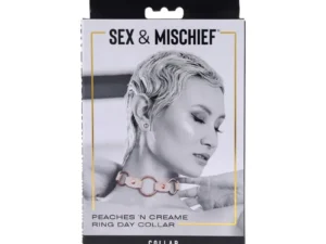 Sportsheets Sex & Mischief Peaches 'n CreaMe Ring Day Collar - Adjustable Faux Leather BDSM Accessory