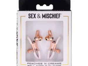 Sportsheets Peaches 'N CreaMe Bell Nipple Clamps with Rose Gold Hardware and Jingle Bells
