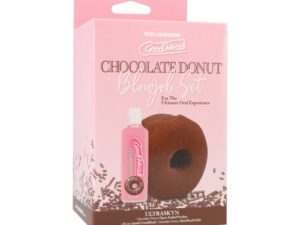 Doc Johnson GoodHead Chocolate Donut Blowjob Set - Textured Open-Ended Stroker for Realistic Feel
