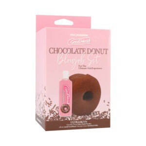 Doc Johnson GoodHead Chocolate Donut Blowjob Set - Textured Open-Ended Stroker for Realistic Feel