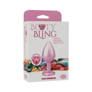 Doc Johnson Booty Bling Heart Diamond Jeweled Metal Plug Pink Medium
