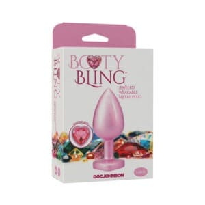 Doc Johnson Booty Bling Heart Diamond Jeweled Metal Plug Pink Large - Elegant & Safe Anal Plug