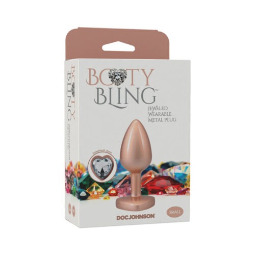 Doc Johnson Booty Bling Heart Diamond Jeweled Metal Plug Gold Small - Tapered Beginner-Friendly Anal Plug