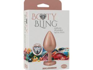 Doc Johnson Booty Bling Heart Diamond Jeweled Metal Plug Gold Medium - Elegant Backdoor Accessory