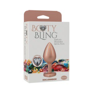 Doc Johnson Booty Bling Heart Diamond Jeweled Metal Plug Gold Medium - Elegant Backdoor Accessory