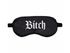 Shots America LLC Ouch! Bitch Printed Satin Mask in Black – Sensual Blindfold for Teasing and Role Play