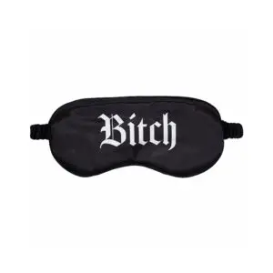 Shots America LLC Ouch! Bitch Printed Satin Mask in Black – Sensual Blindfold for Teasing and Role Play