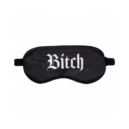 Shots America LLC Ouch! Bitch Printed Satin Mask in Black – Sensual Blindfold for Teasing and Role Play